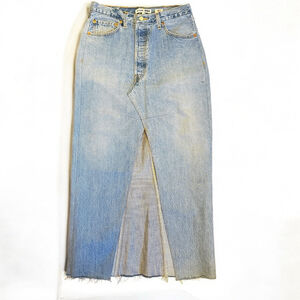 RE/DONE Levi's Denim Front Slit Maxi Skirt Indigo Size 28 Medium NWT Button Fly